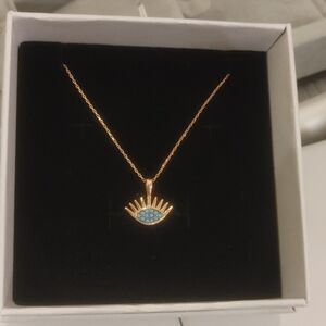 925 Sterling Silver Rose Gold Small Evil Eye Necklace